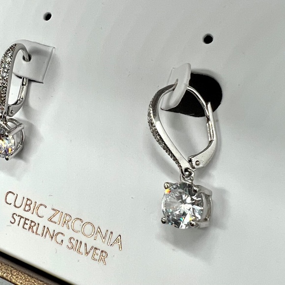 Giani Bernini Sterling Silver & Cubic Zirconia Lever Back Earring’s- New - Picture 4 of 7